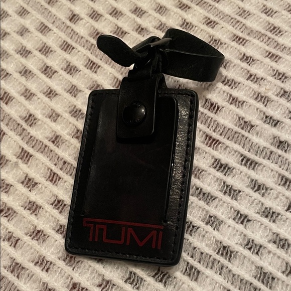 Tumi Other - Tumi Black Leather Luggage Tag with Red Logo Accent